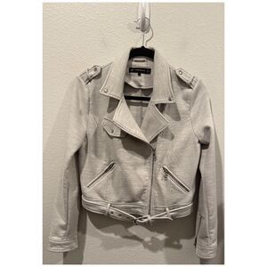 ZARA Plush Jersey Motorcycle Zipper Grey Biker Jacket